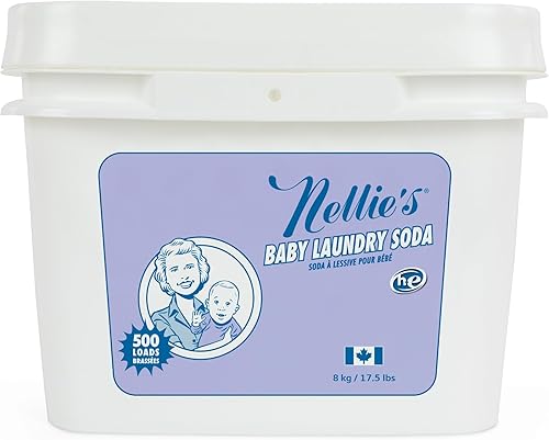 Miniatura 7 de Nellie's Soda para ropa de bebé, detergente seguro para pieles sensibles de los bebés, no tóxico, hipoalergénico, vegano, sin fragancia, 50 cargas