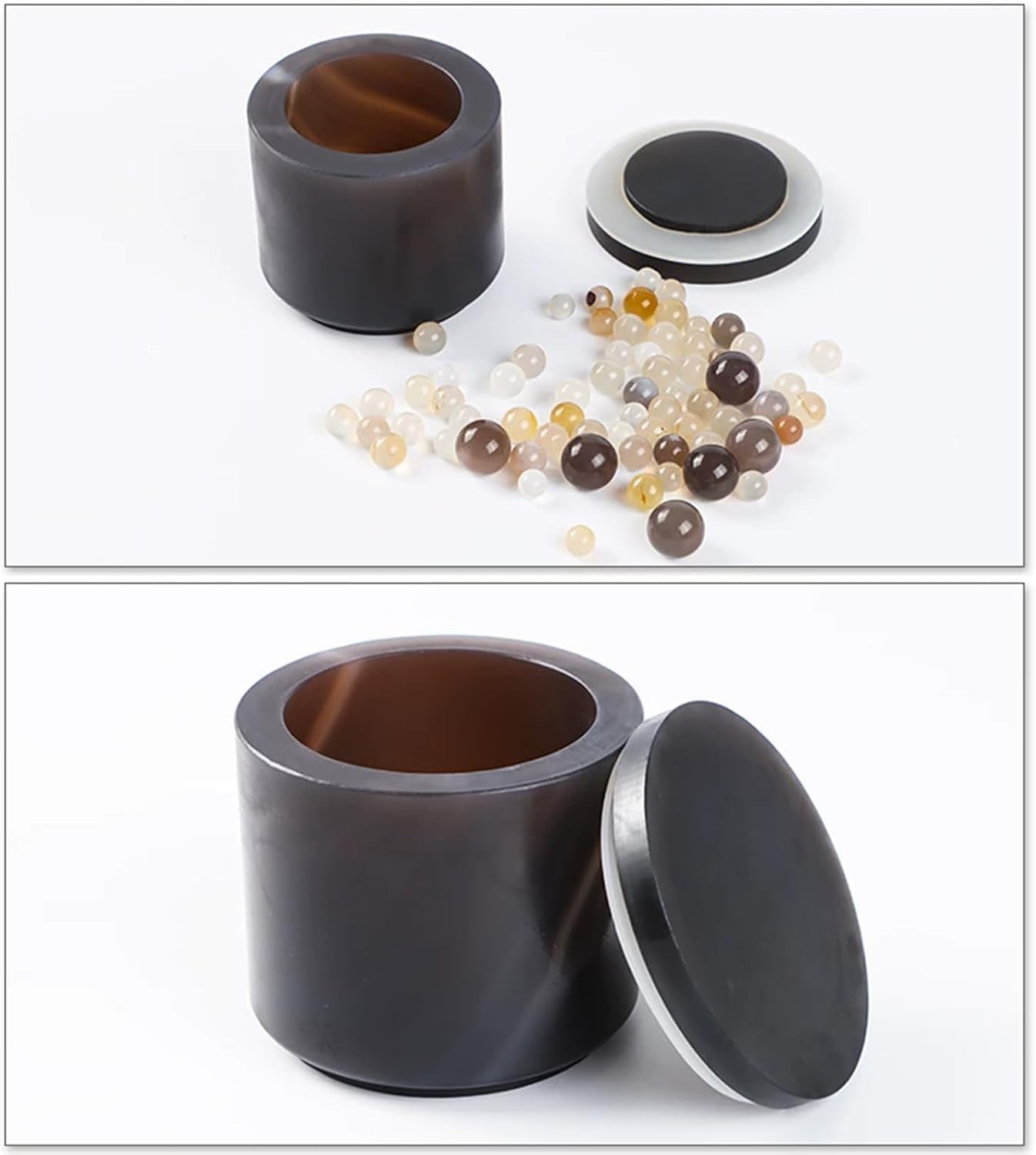 Planetenkugelmühlen-tankset, Mahlgefäß Aus Naturachat Mit Mahlkugeln Und Dichtungsring, Mohs-härte 7,2–7,5, Frei Von Verunreinigungen, Ideal Für Den Laboreinsatz. 250ml