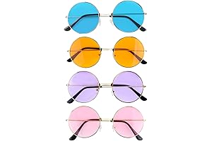 CHRORINE Hippie Sunglasses Assorted Colors hippie glasses for women: Vintage Circle Shades for music festival