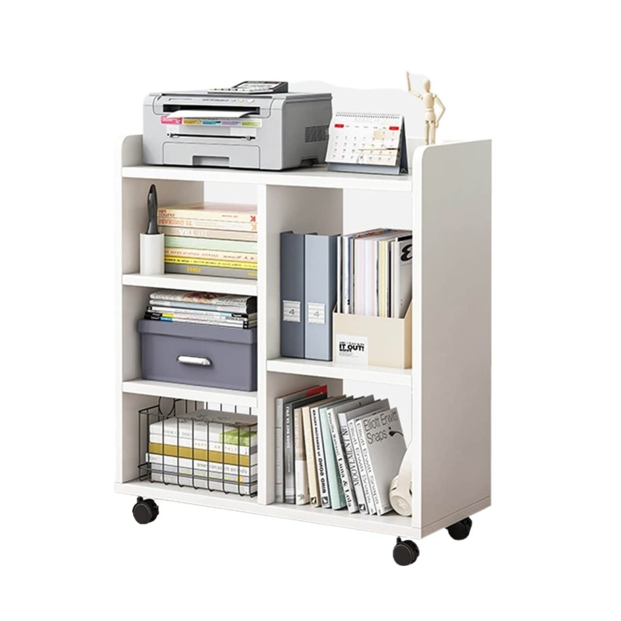 Saturey Mueble Impresora Estantes de Almacenamiento de Soporte de Impresora móvil Estante de Piso a Techo Soporte Impresora (Color : B-60X24X66cm)
