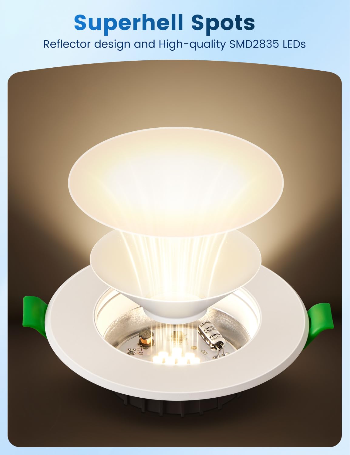 6 Pack 5W Downlight LED Techo Empotrable 4000K Clase B, 800 lúmenes Focos LED Empotrables Techo Blanco Neutro Extra Planos 230V IP44 Ojos de Buey Led para Techo Baño, Corte Ø68-80mm, No Regulable