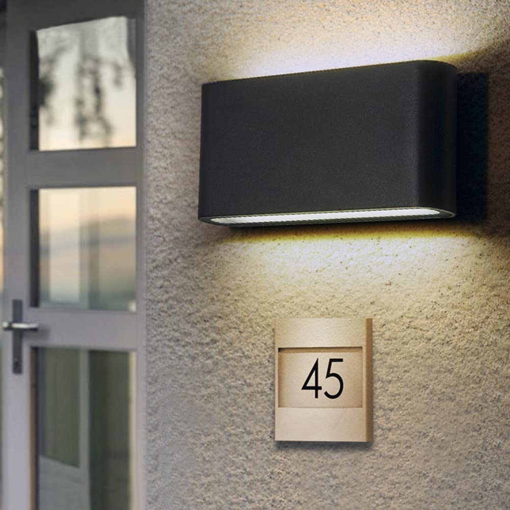 XDIAN Modern LED Wall Sconce Up Down Wall Lights Black Indoor/Outdoor Wall Lamp 12W Hallway Wall Mounted Lighting Fixtures for Patio Garden, Warm White 3000K