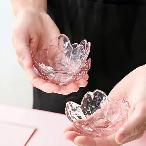 Miniatura 6 de Juego de 4 platos de salsa Sakura, platos de aperitivo de cristal con flor de cerezo rosa, cuencos de inmersión, platos de degustación, platos para