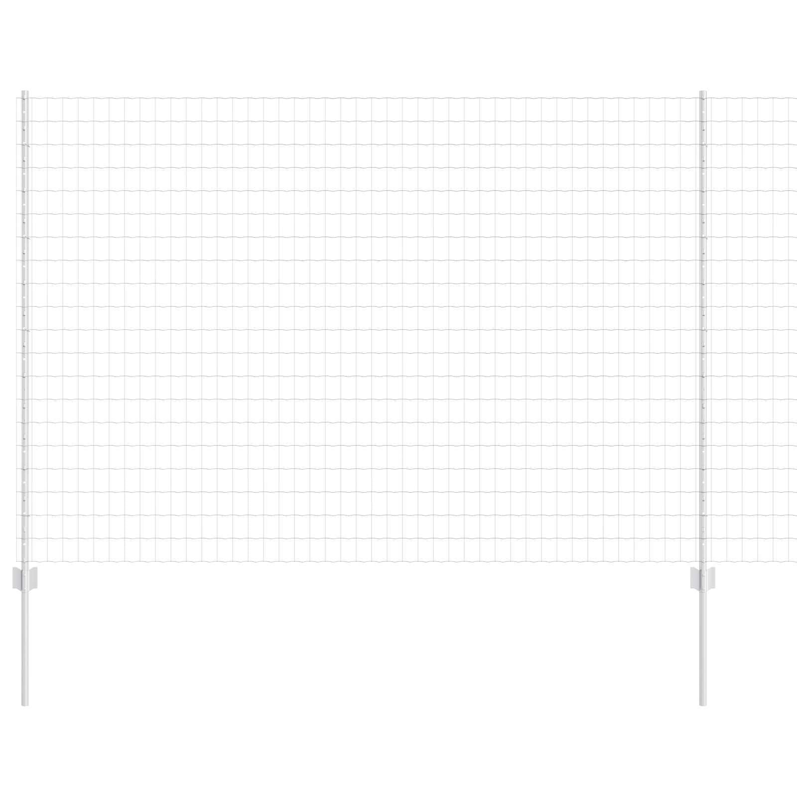 Outdoor Fence Panel Set Including Posts Silver 1.5m High x 10m Wide Galvanised Steel Garden Privacy Screen for Patio Terrace Boundary Decoration with Screws