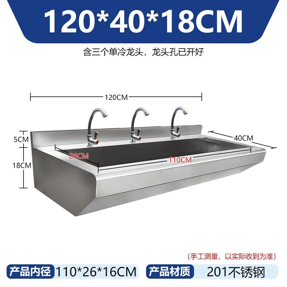 Lavabo comercial de acero inoxidable para montaje en pared,Lavabo tipo canaleta de alta resistencia,Lavabo alargado de uso colectivo,Lavabo multiestación de uso general para restaurantes, escuelas