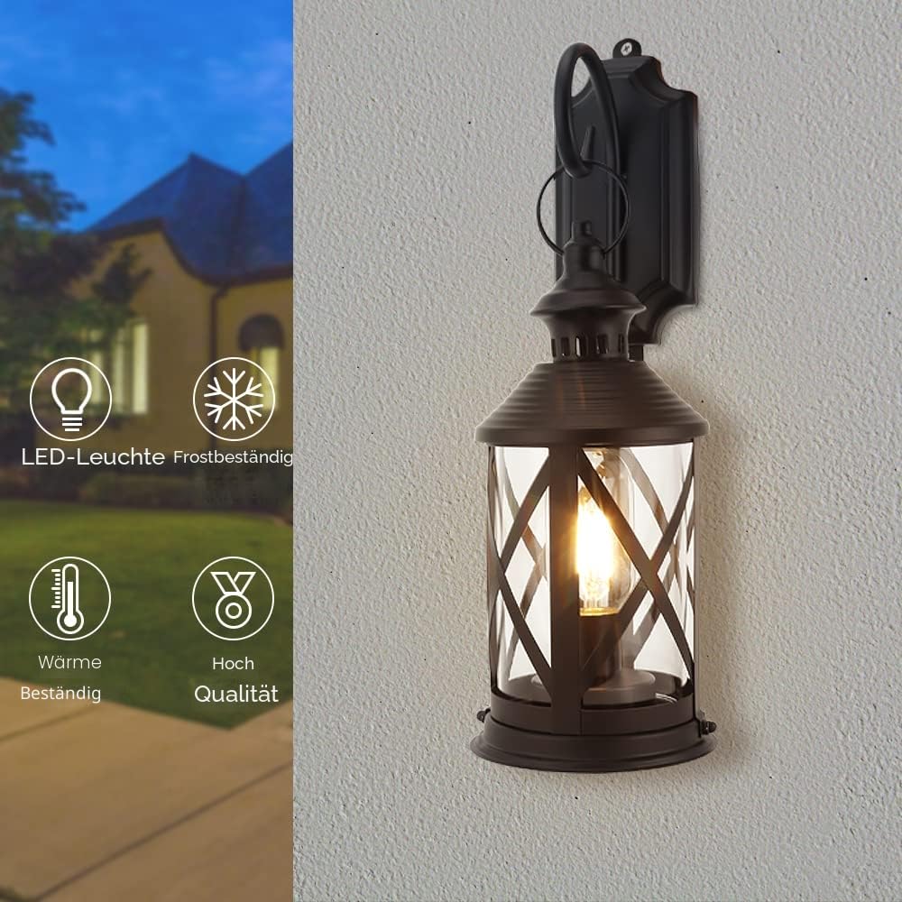 TRIROCKS 2er-Set Batteriebetriebene Wandleuchten aus Metall Dekorative Kabellose Tischlampen LED-Hängelampen aus Edison mit Haken für Heimdekoration Terrasse Garten Hochzeitsfeiern Drinnen Draußen