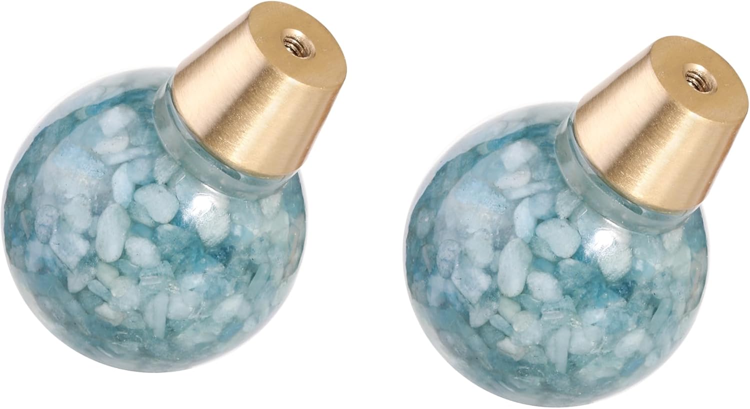 Rockcloud Pack of 2 Round Resin Aquamarine Drawer Knobs with Screws, Ball Shape Pulls Handle for Dresser Cabinet Home Kitchen Decoration