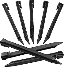 kinoco 30 PCS Landscape Edging Garden Stakes, 10 inch Black Landscaping Anchoring Spikes Heavy Duty Plastic Garden Ground Netting Stakes for Edging, Terrace & Garden
