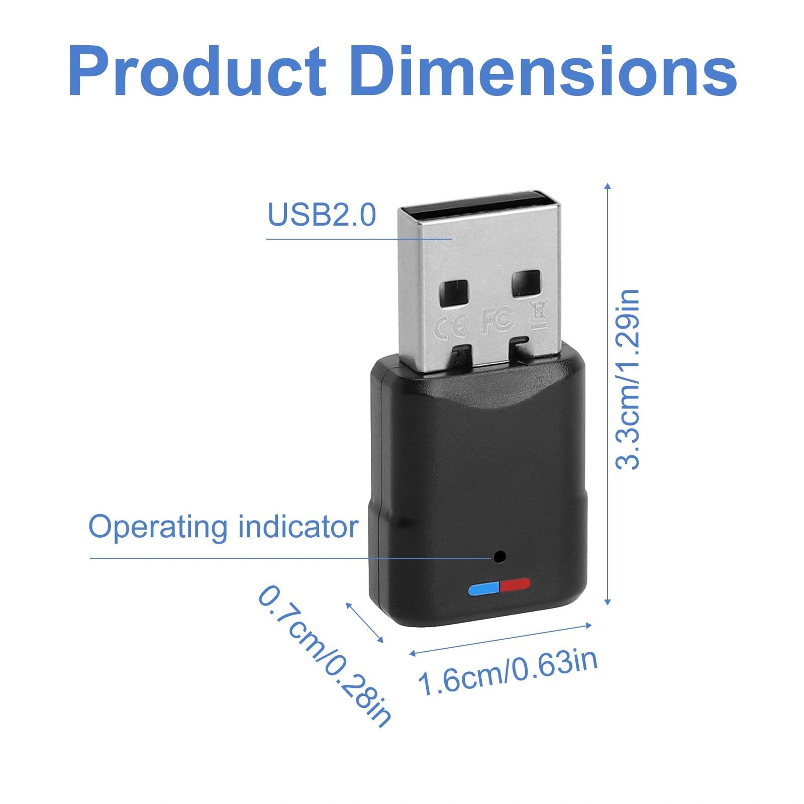 USB Bluetooth 5.3 Adaptador para PS4/PS5/PC/Switch, Adaptador USB Bluetooth, Receptor Bluetooth USB, 3 Mbit/S Baja Latencia, Plug and Play para Macos/Windows/Altavoces/Auriculares