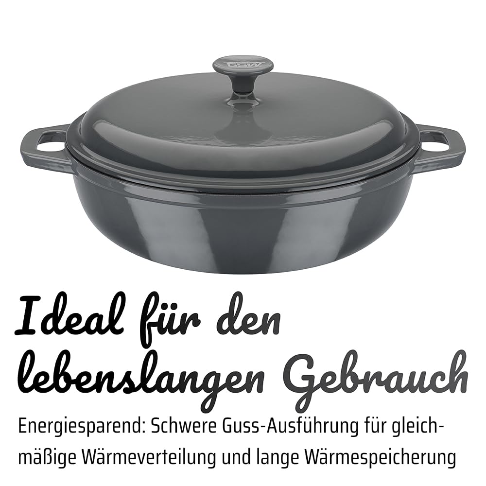 GSW 716321 Grey Shadow Schmortopf mit Deckel, Gusseisen, grau/creme - ⌀30 cm