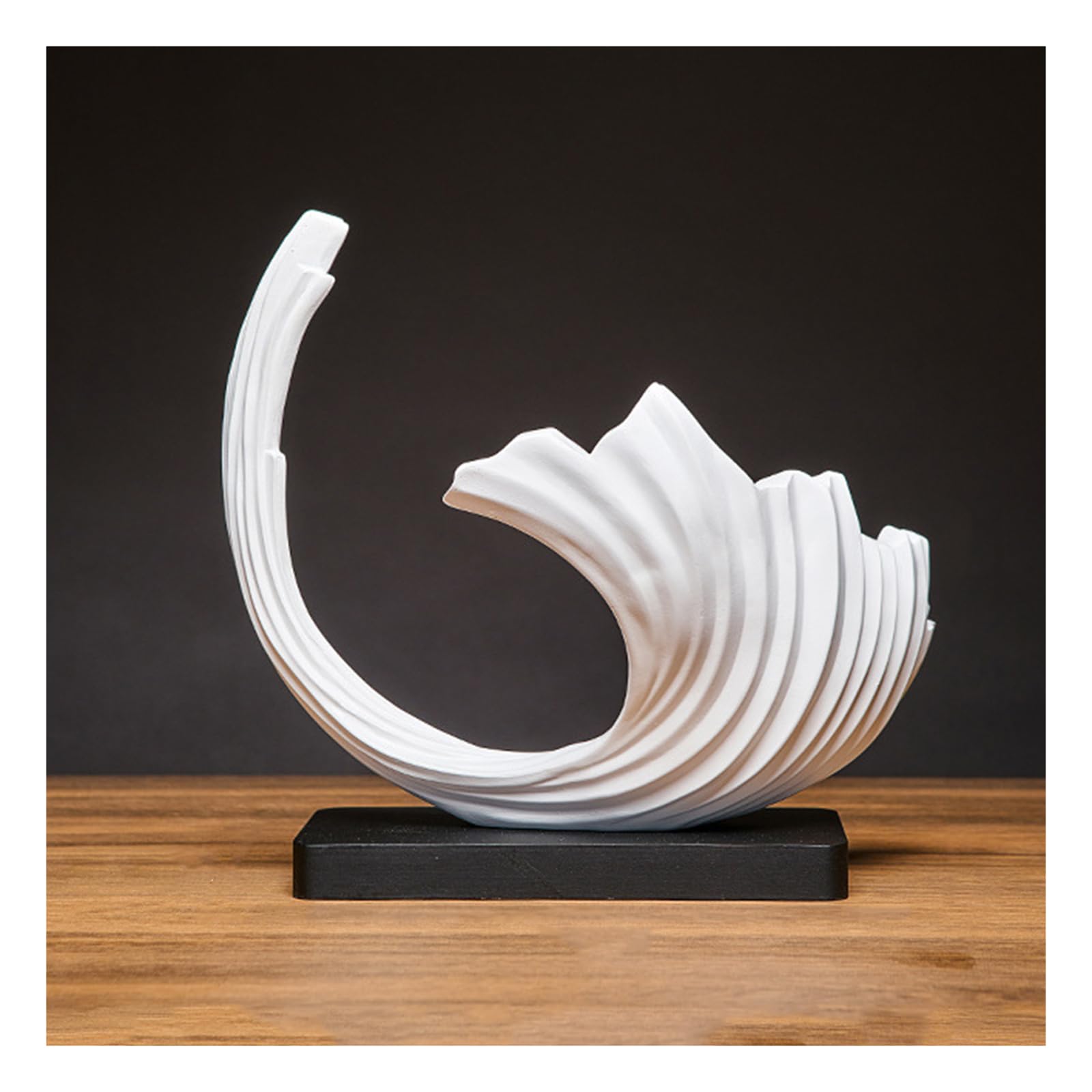 Modern Abstrakte deko skulptur, Ozeanwellen Handwerk Dekoration Wohnzimmer Statuen, für Schlafzimmer Tischdekoration Büro Wohnung skulpturen Deko, Harz,White d