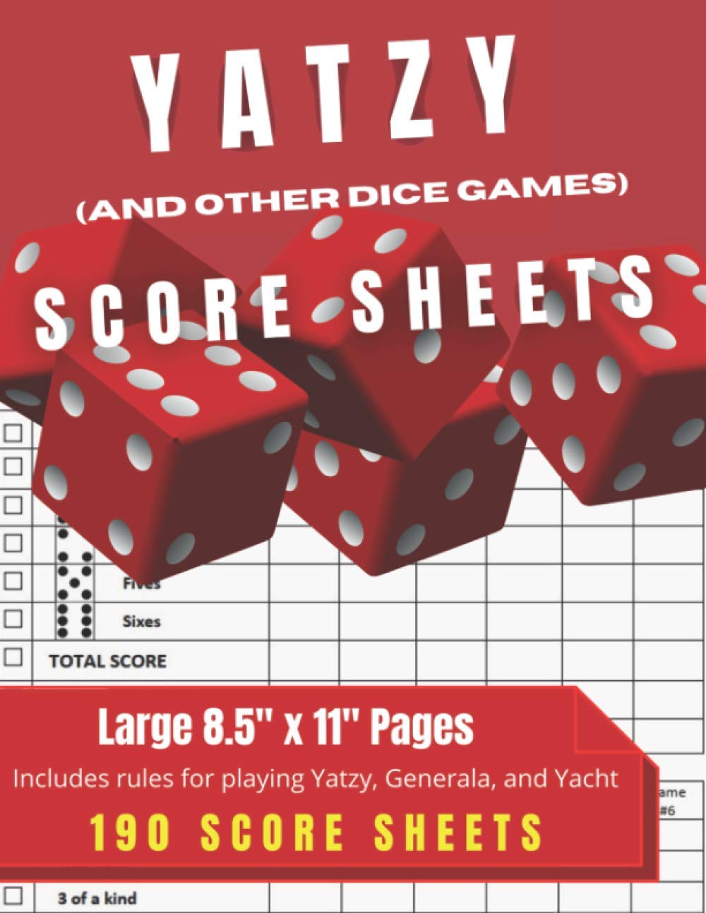 Yatzy (and other dice games) Score Sheets 190 Score Sheets for Yacht