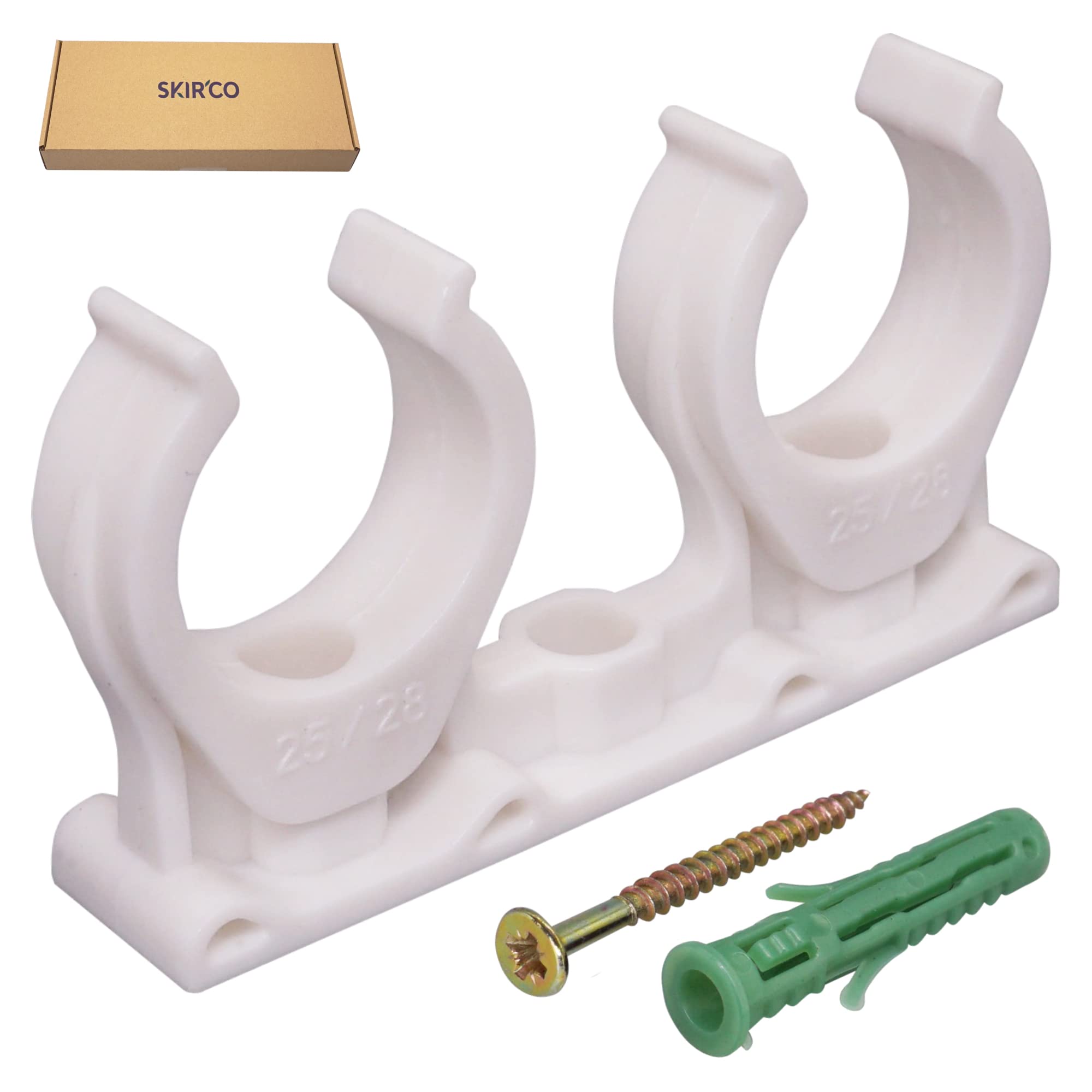 10 Clip Per Tubi Doppi 12mm SKIR'CO | Morsetti Plastica Bianchi Con Viti - Foto 7