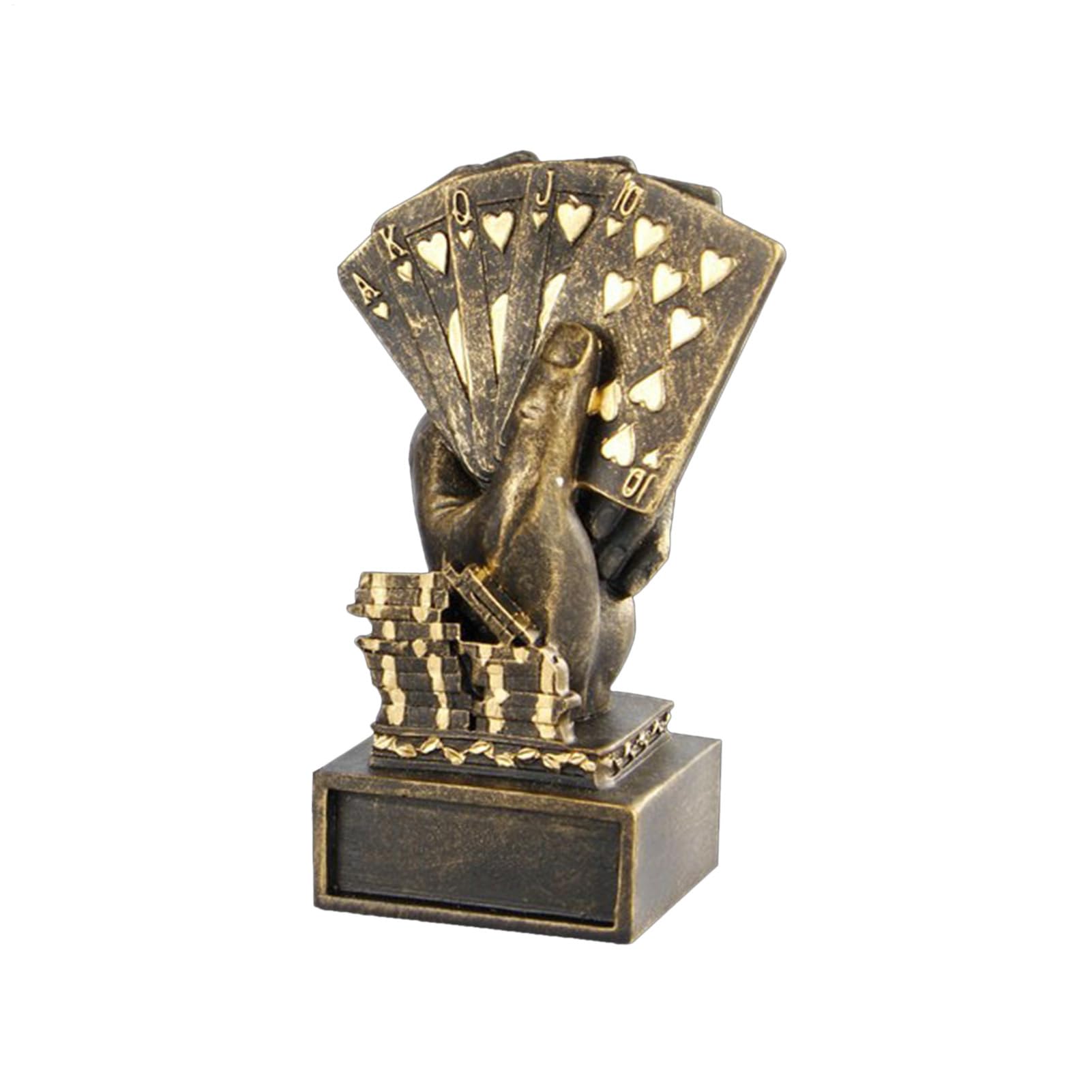 Tall Resin Statue | 11.5cm Poker Trophies On Deluxe Square Base With Custom Engraving, Retro And Old-fashioned Modern Shelf Decor For Collectible Figurines