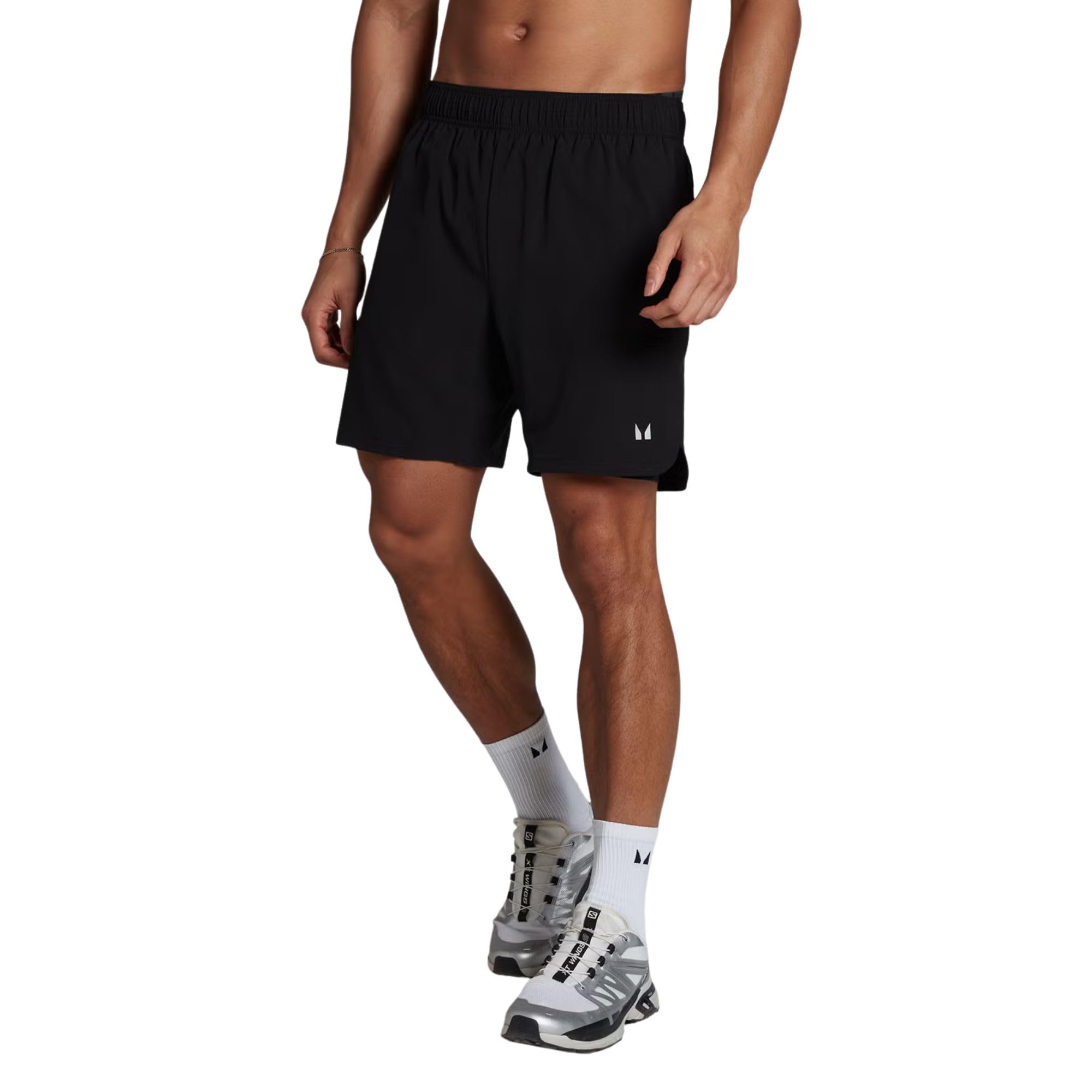 Myprotein Unisex Black Mp Men’s 2-In-1 7" Training Shorts – | Regular Fit Workout Shorts With Inner Layer, 4-Way Stretch & Zip Pockets - Xxl