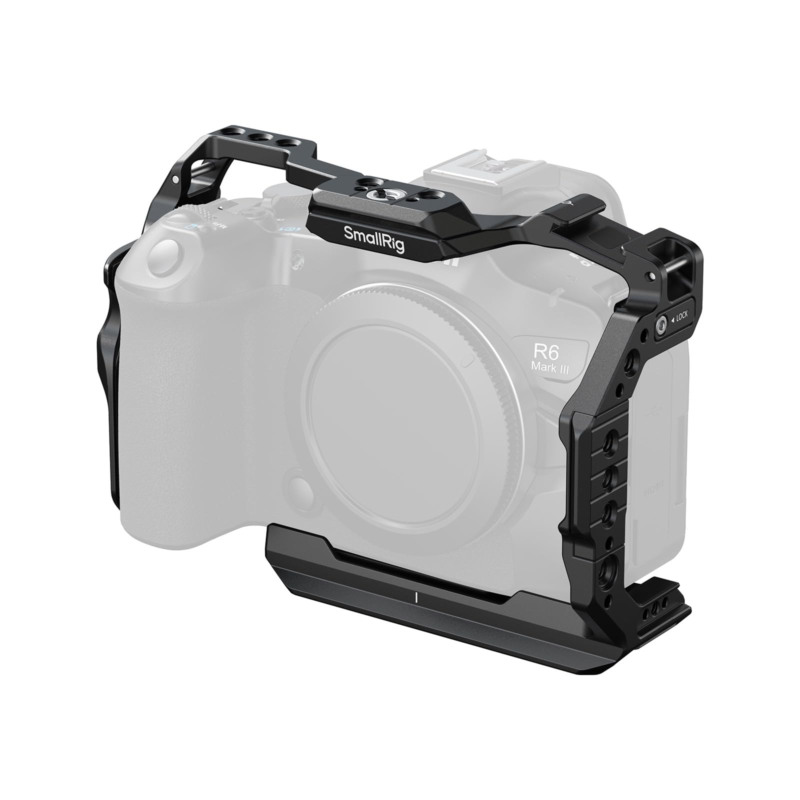 SMALLRIG R6 Mark III Cage pour Canon R6 Mark II, Système de Montage Vidéo Ergonomique, Double Rail NATO HawkLock, Plaque de Fixation Rapide pour Arca pour DJI RS 3 / RS 3 Pro/RS 4 / RS 4 Pro-5954