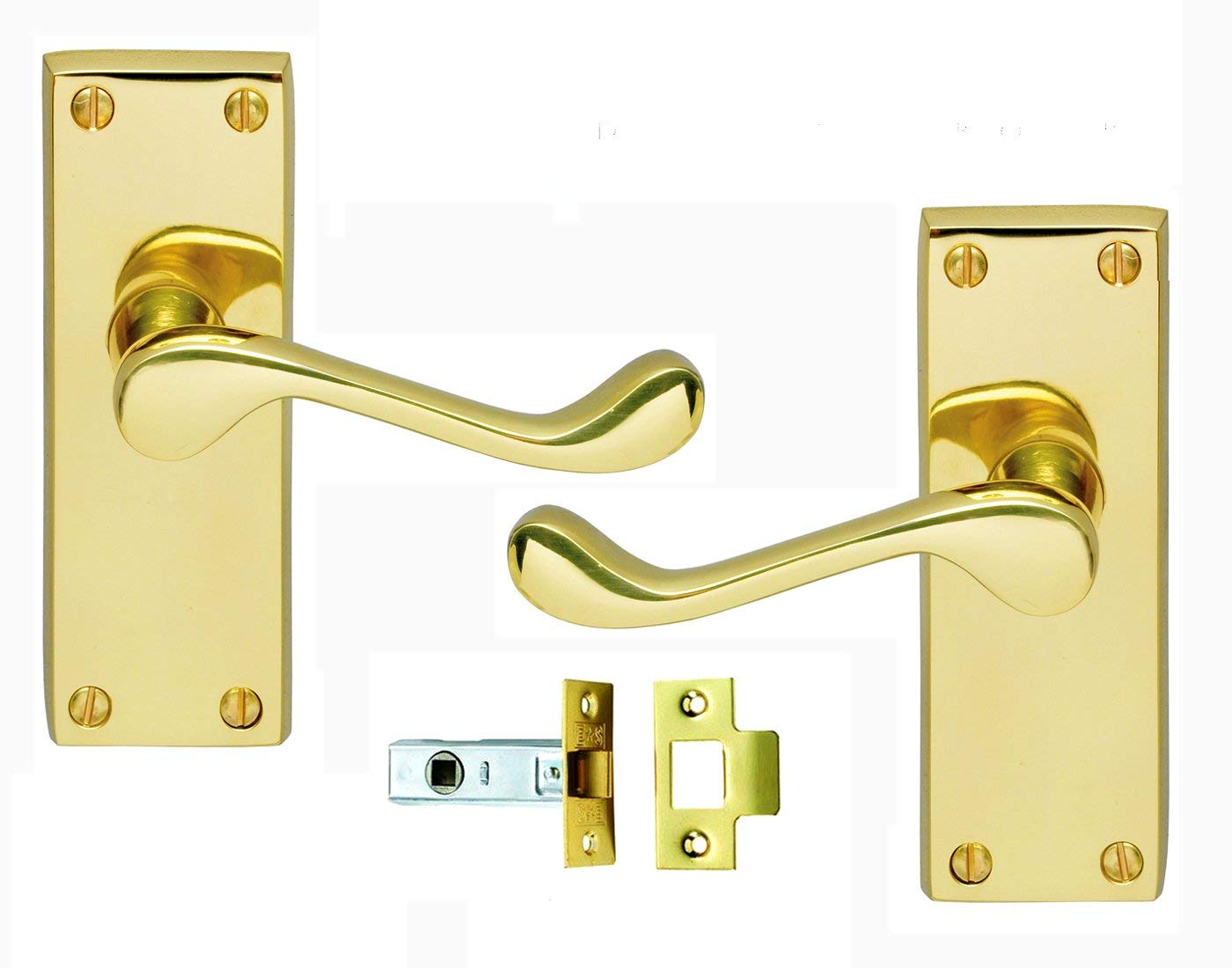 Golden Grace Victorian Scroll Door Handles Latch Polished Chrome Finish
