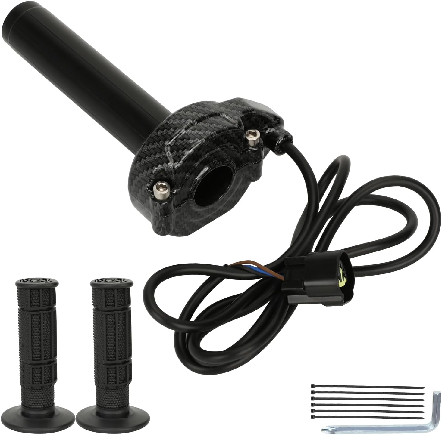 Electric Dirt Bike Throttle Handle Kit Compatible with Surron Light Bee X and S LBX, Imitation Carbon Fiber Quick Twist Throttle for Segway X260 X160 E-Ride Pro S E-Bike with Handlebar Grips