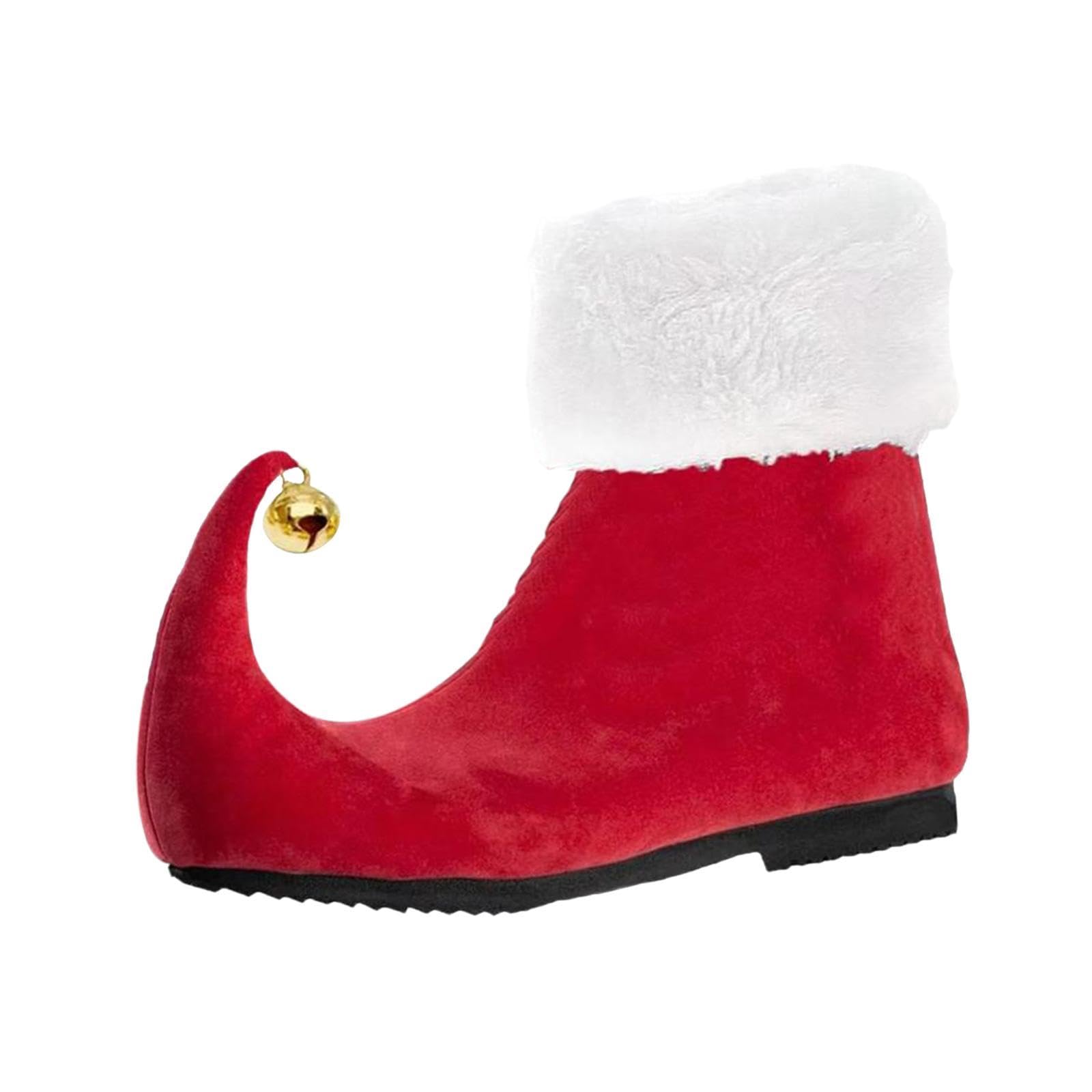 Harilla Red Elf Shoes Cute Elf Boots with Bells for Dress up Halloween, 44