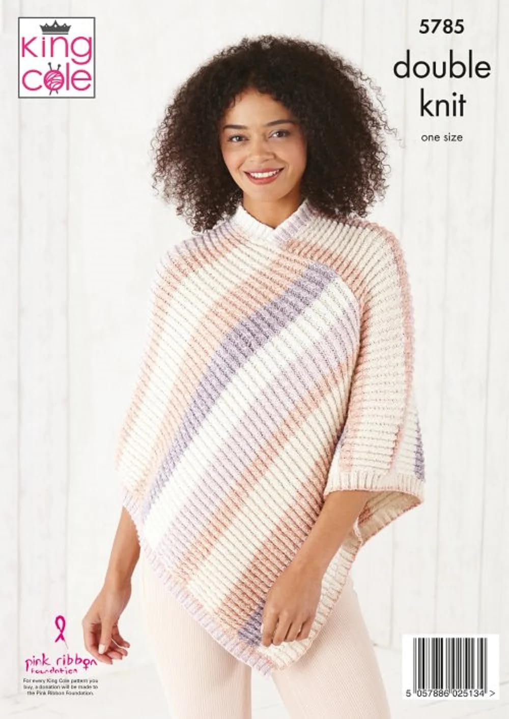 King Cole Women's 0 Dk Knitting Pattern Mock Cable Or Irish Moss Stitch Poncho (5785)