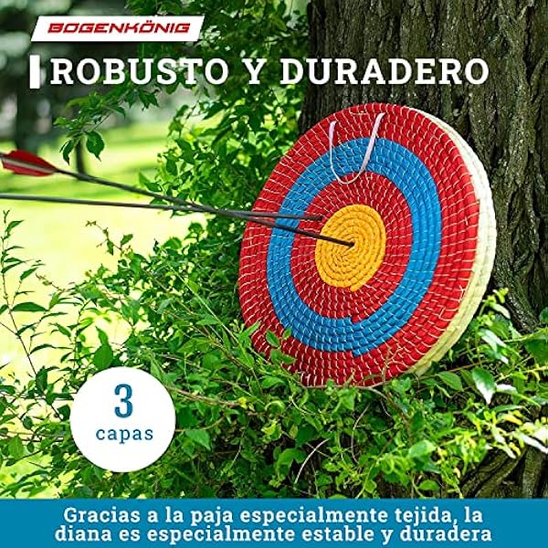 Bogenkönig - Diana Arco de Paja Resistente a la Intemperie para Adultos y niños I Diana de Paja para Arco y Flecha y Ballesta, Accesorios de Diana Tiro con Arco