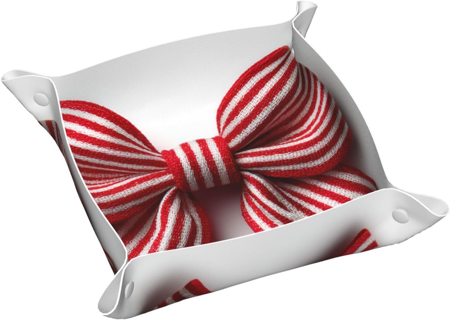 Red White Striped Ribbon Bow Tray