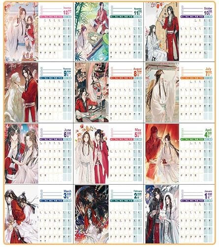 2025-2026 Heaven Official Blessing Adventskalender TIANGUANCIFU Biennale Tischkalender Kalender, Xielian Huacheng Kalender 2025 2026 Tischkalender Anime Figuren Schöne Illustration