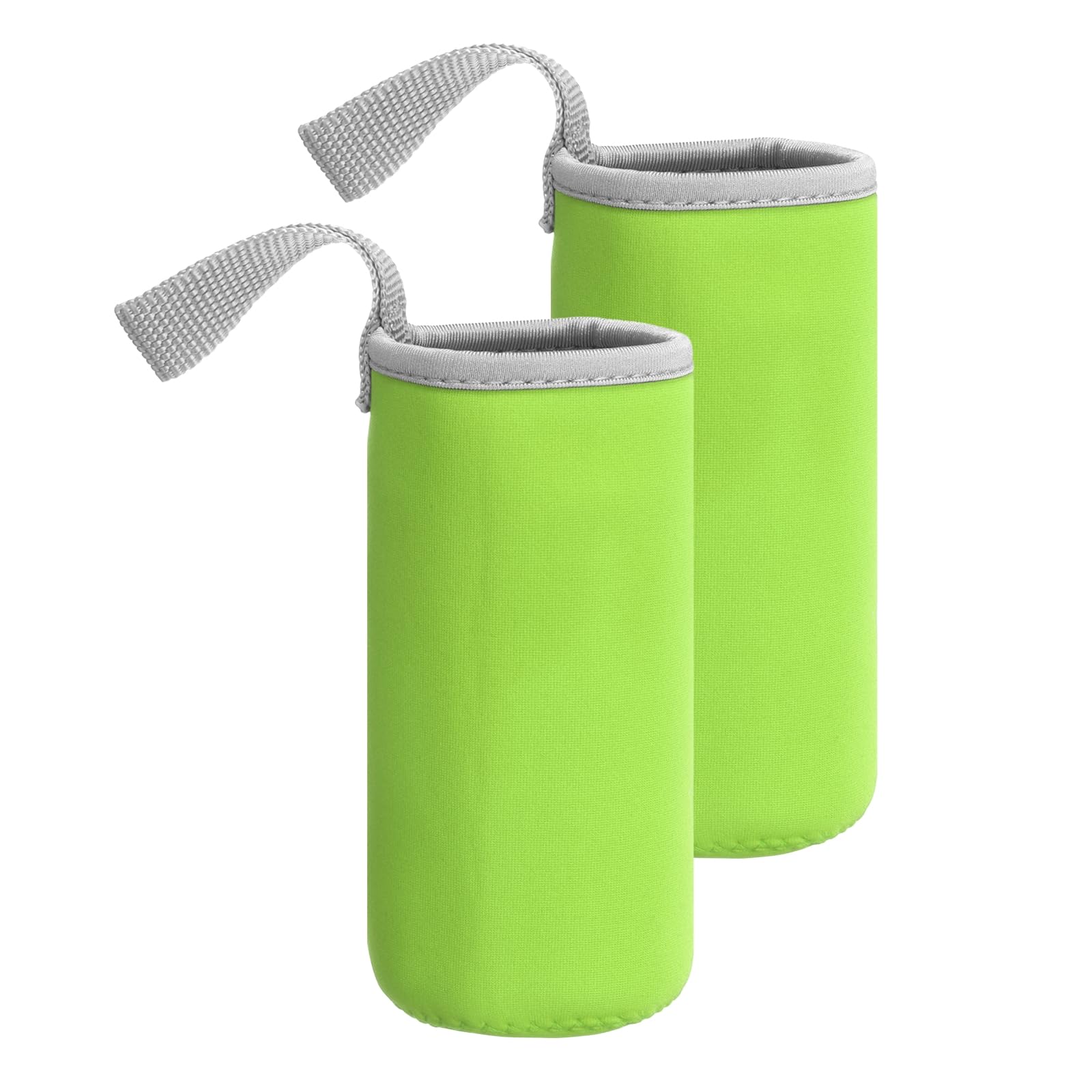 sourcing map 2pcs Neoprene Water Bottle Sleeve, 12 oz Insulated Water Glass Bottles Carrier Bag Collapsible Drink Bottle Sleeve Cover Holder with Handle, Green โ image 1
