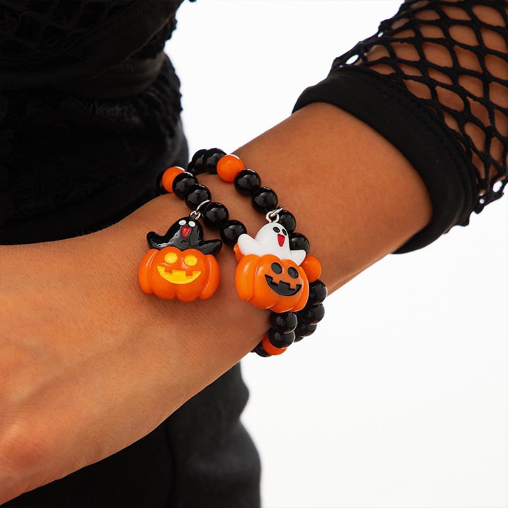 Halloween Beaded Stretch Bracelet for Women Heishi Surfer Bracelets Set Multilayer Boo Vampire Bracelet Party Jewelry Gift - Image 5