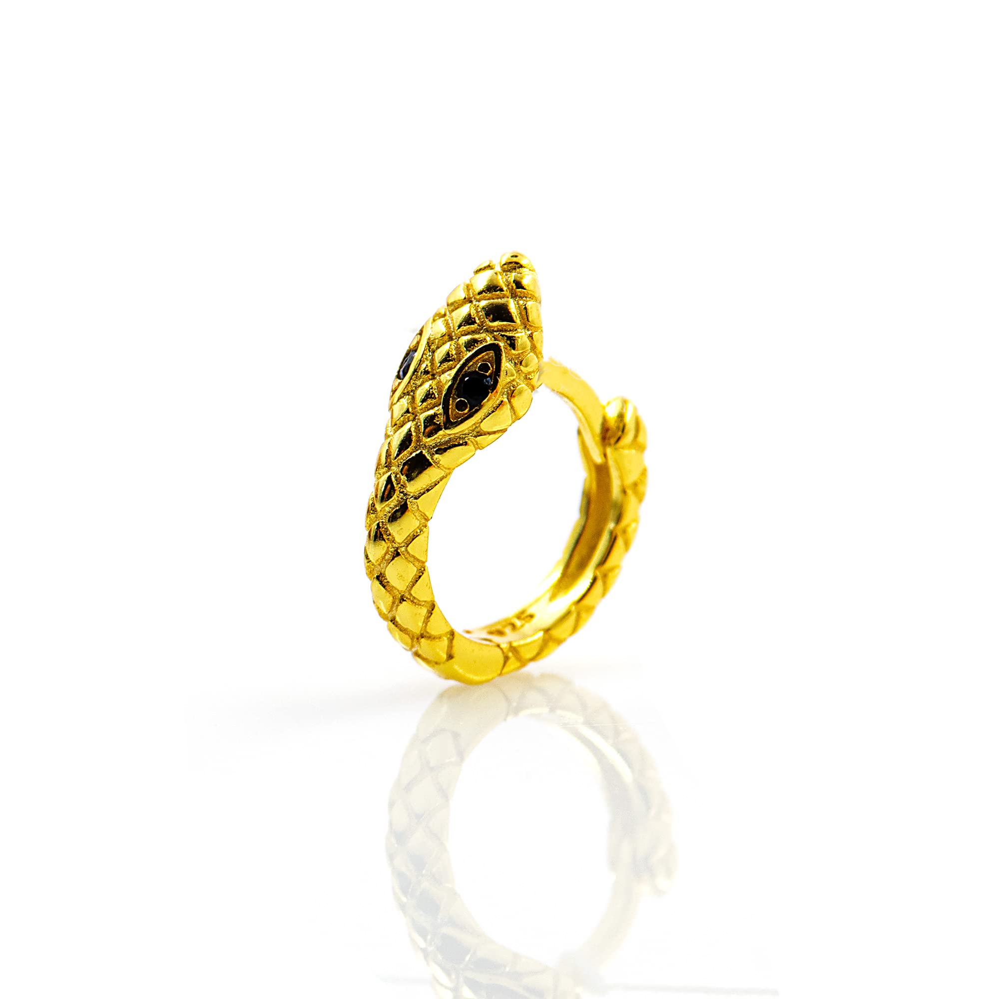 Ohrring Ohrclip 925 Sterling Silber 18k Gold beschichtet Gold Snake Schlange
