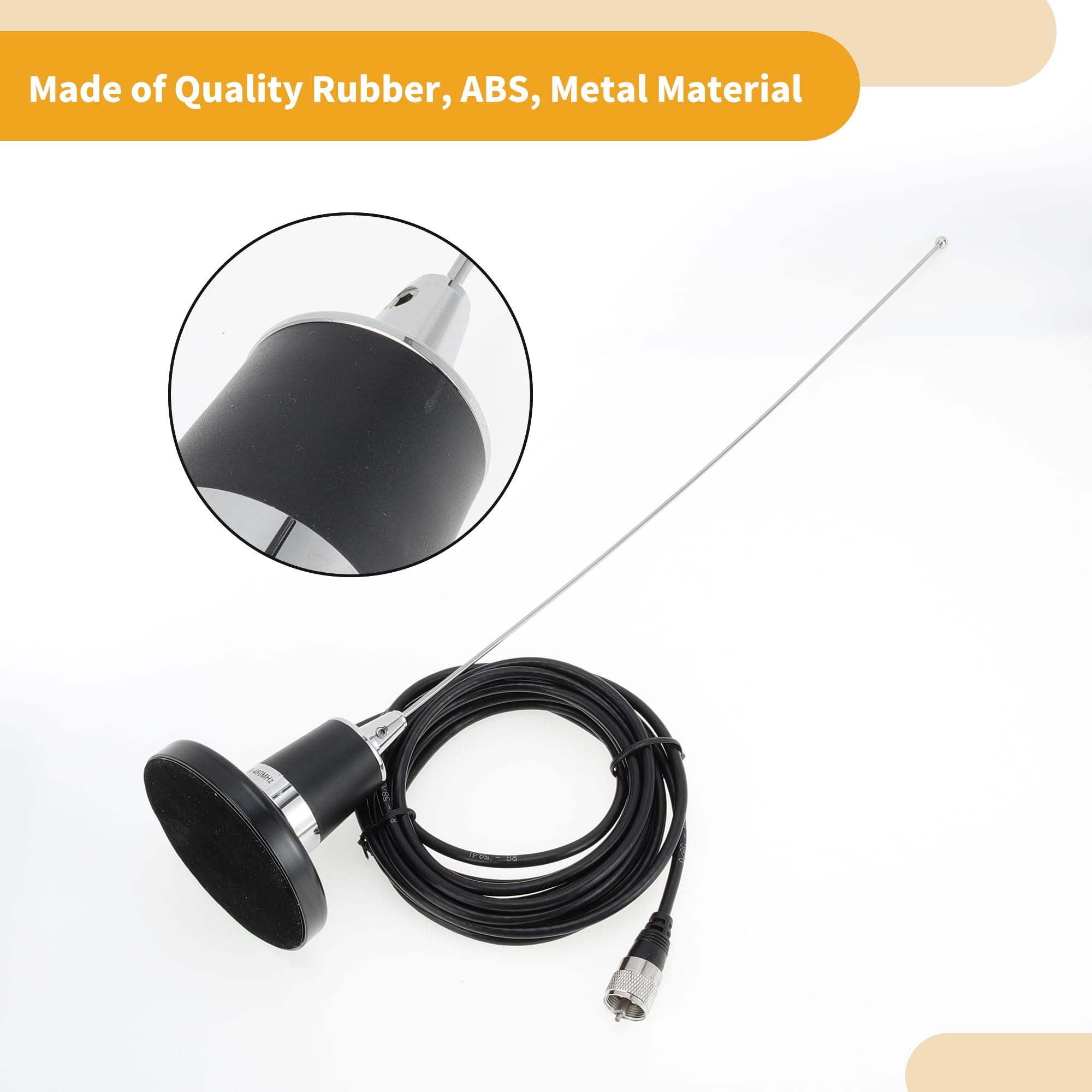 Antenne Ventouse pour Voiture Camion 1pc Noir 60cm Câble 300cm