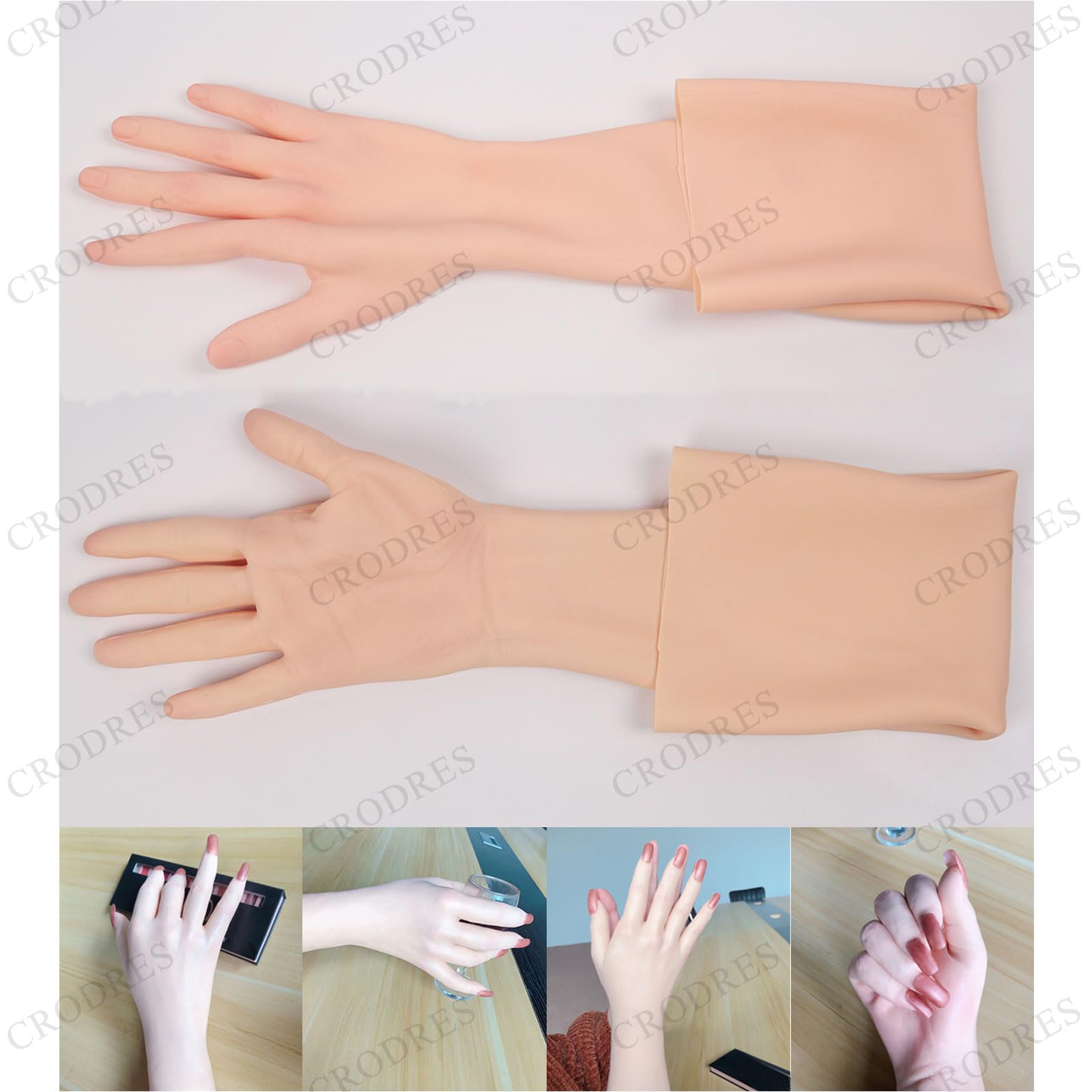 Crossdressing Silicone Gants Faits à la Main Peau Artificielle Bras Couverture brûlure Cicatrices Fausses Mains réalistes Femmes prothèse Gants