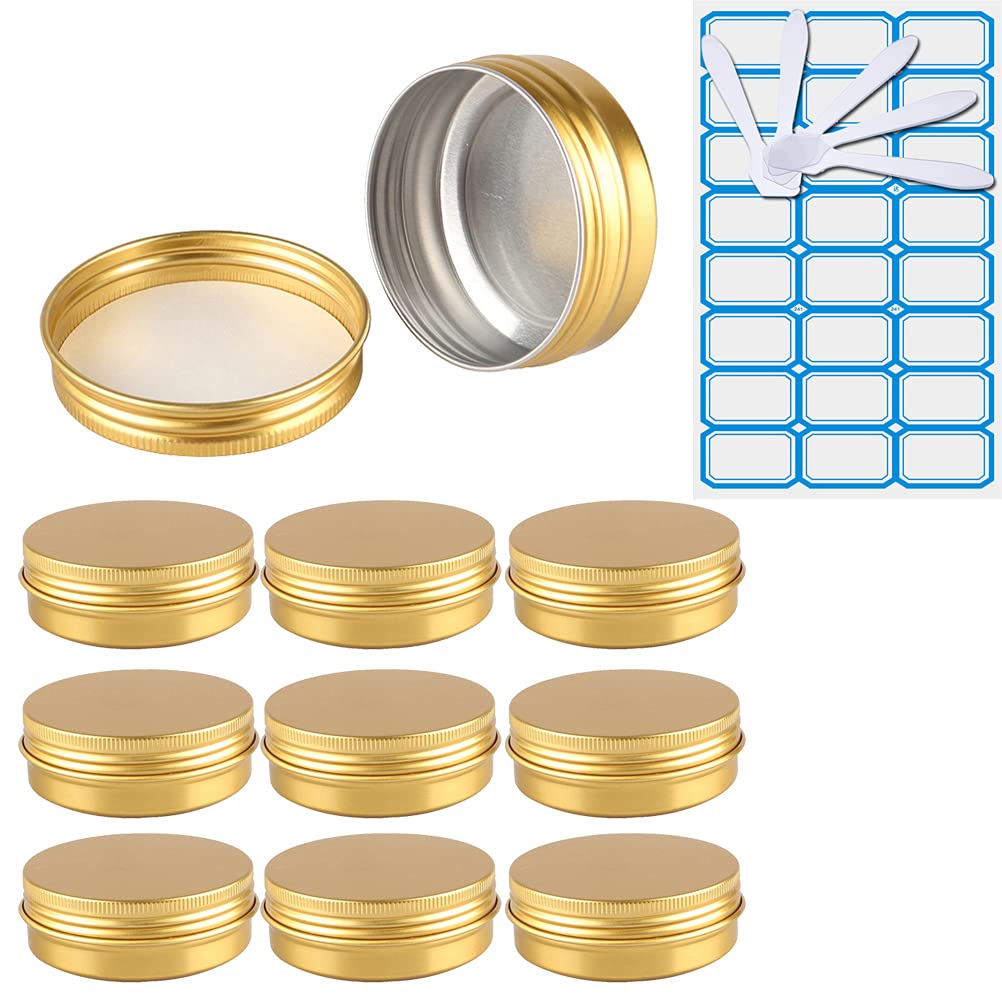10 Piezas Tarros de Aluminio con tapa Rosca 15ml, Negro Mate Tarros de Aluminio Vacíos Redondo para Contenedor De Cosméticos Cremas Caja de almacenaje con 5 Espátula y 1 Etiqueta — view 29