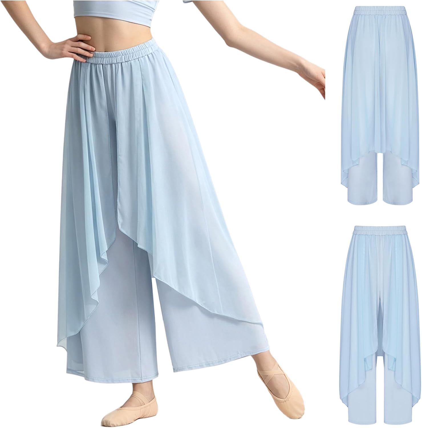 Women Mesh Wide Leg Pants Palazzo Pants for Classic Dance