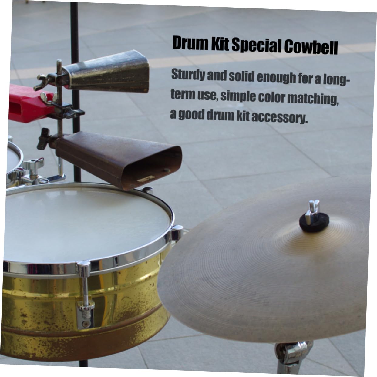 Suministro y Estructura Resistente Sonido Rico Kit de Batería Profesional de Metal Negro de Cencerros para Instrumentos de Percusión para Estudiantes y Profesionales