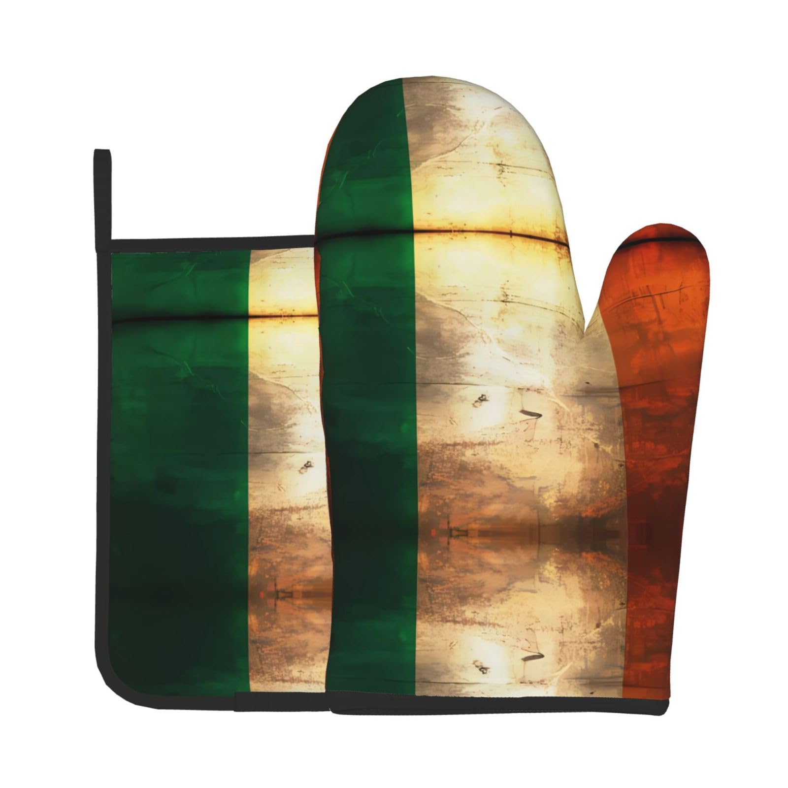 Oven Mitts and Potholders Set of 2 for Kitchen Baking Cooking GrayRetro Irish Flag Thick and Durable