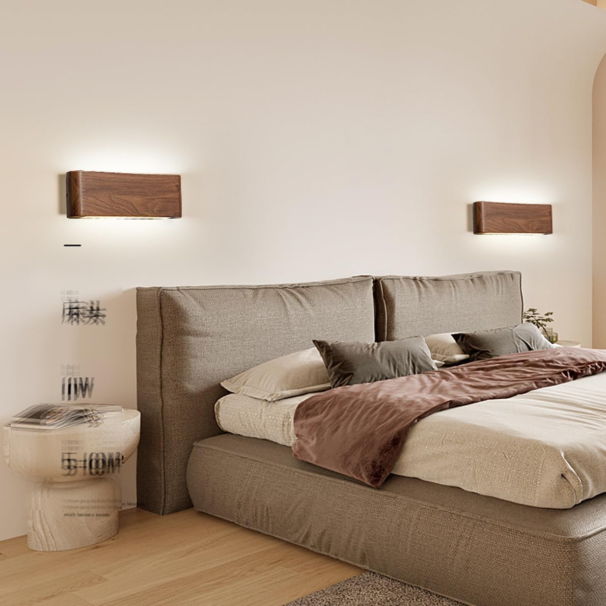 Modern Wooden LED Wall Lamp with Dimmable 3000/4000/6000K Light - Step Lights for Hallway & Bedroom, Indoor Lighting