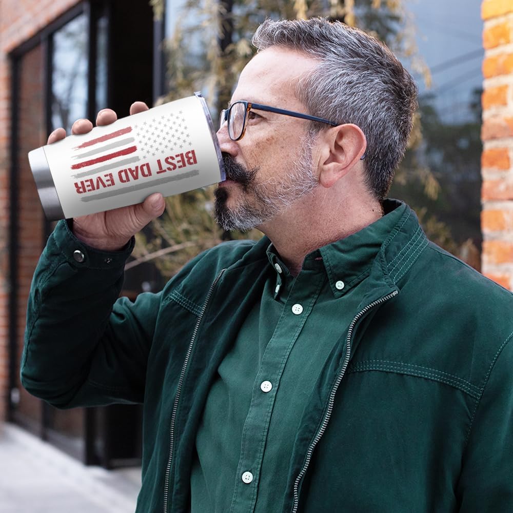 SANDJEST Best Dad Ever 20oz Insulated Tumbler with Lid for Father - Double-wall Insulated Stainless Steel Mug - Coffee Cup for Outdoor Travel Sport Office, Gift for Birthday Father’s Day - Image 7