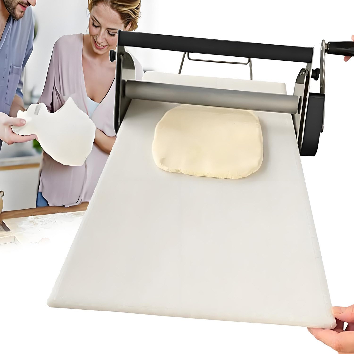 Eoweiot Commercial Folding Dough Sheeter,Manual Pasta Sheet,Counter Top Dough Rolling Machine,Foldable Dough Laminator,for Croissant Baking (400)