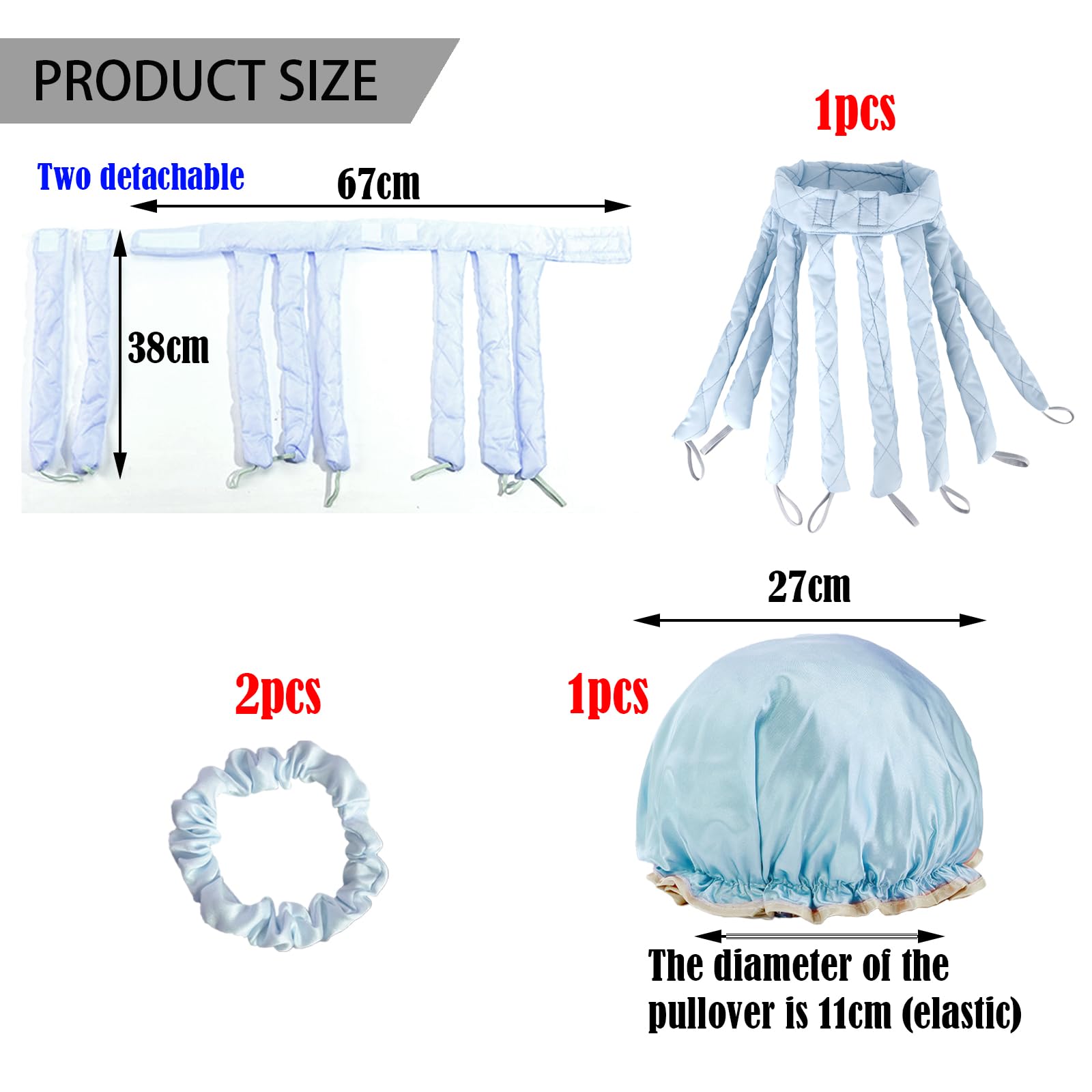 DKDDSSS Heatless Curlers Headband, Octopus Design Heatless Curlers, (BLUE, one size) - Image 2
