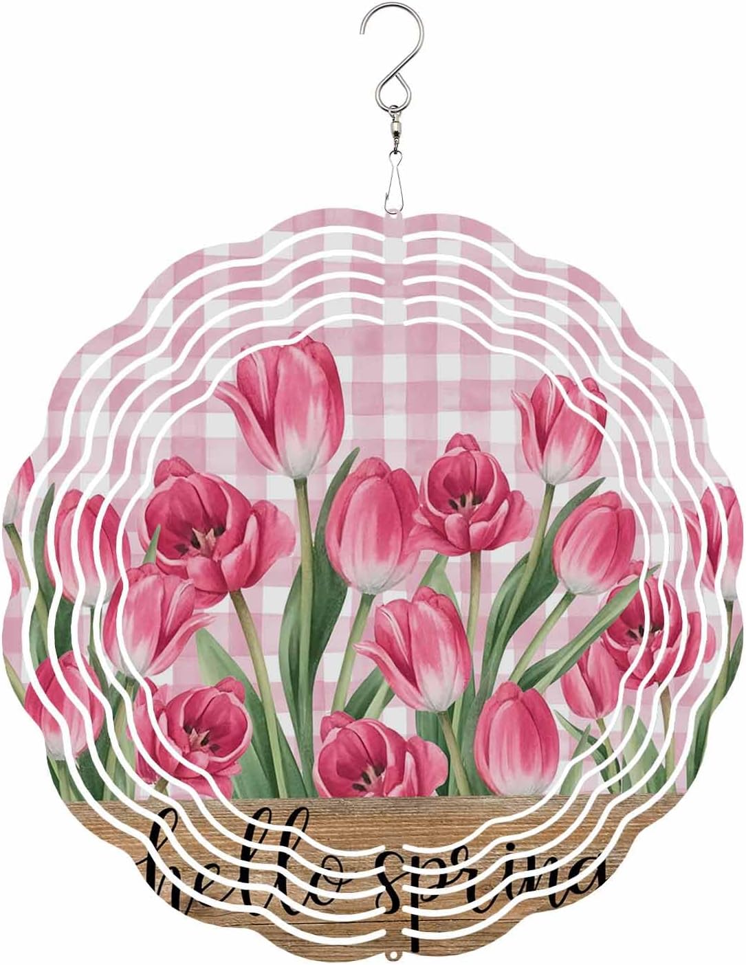 Wind Chimes for Outside, Wind Spinners for Yard and Garden, Spring Watercolor Tulip Flowers Wind Spinners, 10 Inch Wind Spinner for Garden Decor & Yard Decorations Outdoor, Wind Spinners Hanging