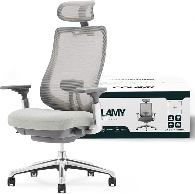 COLAMY Ergonomic Mesh Office Chair, High Back Computer Executive Desk Chair with Adjustable Seat