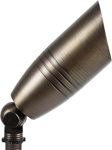 Miniatura 2 de NC - Foco vertical de latón macizo, iluminación para exteriores, impermeable, con soporte de pico de tierra, 12 V, bajo voltaje (paquete de 6)