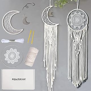 RQWZBCHX Macrame Dream Catcher Kits for Adults Beginners, 2PCS Macrame Wall Hanging Supplies
