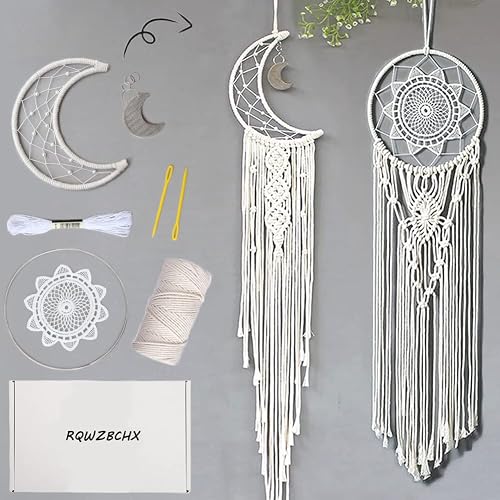 RQWZBCHX Macrame Dream Catcher Kits for Adults Beginners, 2PCS Macrame