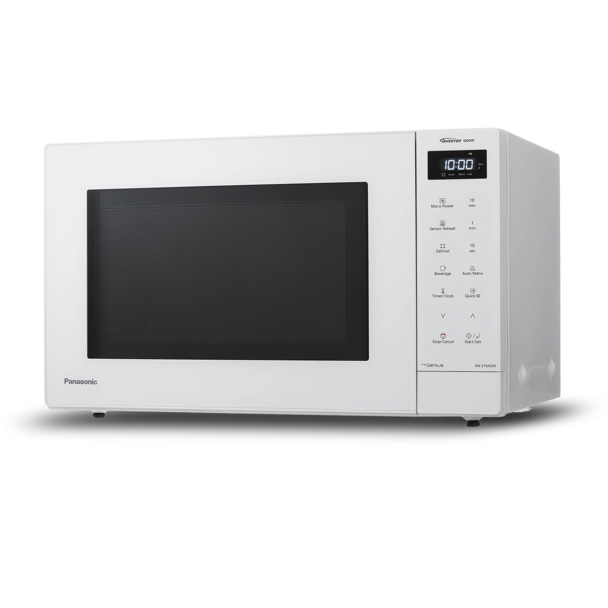 Panasonic NN-ST64QWEPG Microonde Solo Inverter 32L, 1000 Watt Potenza, 20 programmi automatici, Funzione Quick 30, Controllo Touch, Cottura Uniforme e Scongelamento, Bianco