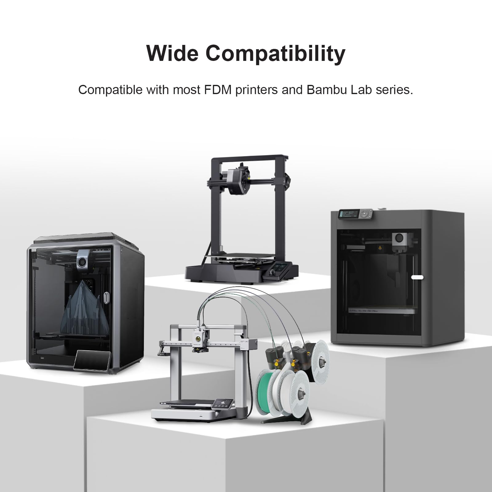 NextShapes Wiederverwendbare Filamentspule and PETG Druckfilament 1,75mm 3kg Bundle, kompatibel mit Bambu Lab und FDM 3D-Druckern. Individuell Vakuum Verpackt, 1kg pro Spule, Schwarz + Weiß + Grau