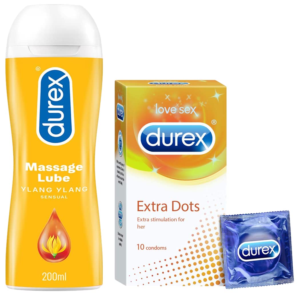Durex Pleasure Pack (Durex Sensual 200ml, Extra Dots 10s)-picture-13