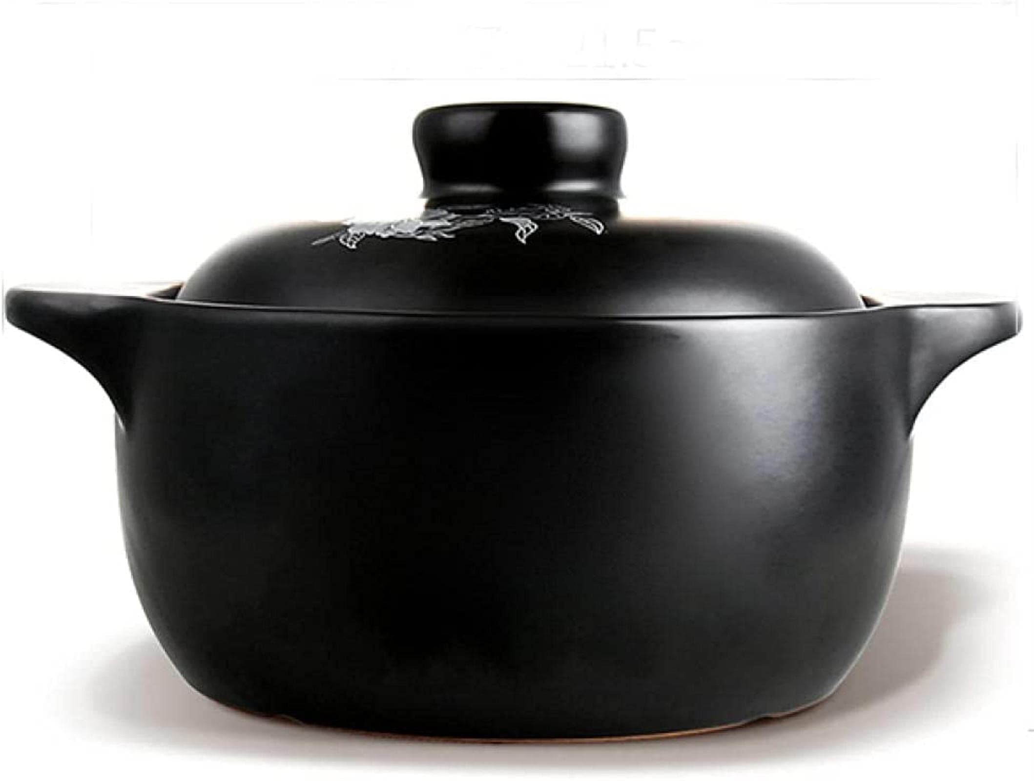 WDCDYQDH Ceramic Casserole Clay Pot Stew Small Health Soup Household Gas Open Fire High Temperature Resistant Cerami-zwart