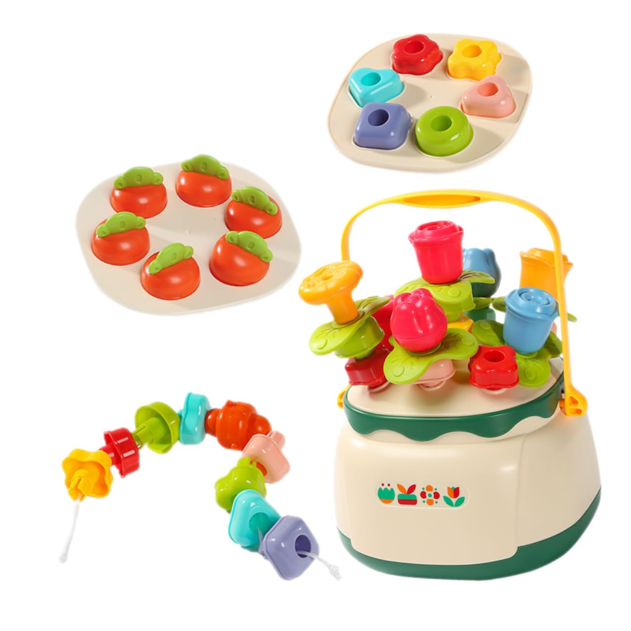 Didiseaon Juguetes De Rompecabezas Cuentas Educativo para Preescolar Juguete Interesante para Motricidad Fina para Pequeños Educativo Cesta De Flores